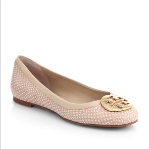 Tory Burch Reva pink snakeskin flat